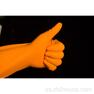 Guante de látex doméstico de color naranja/guante de goma multiusos